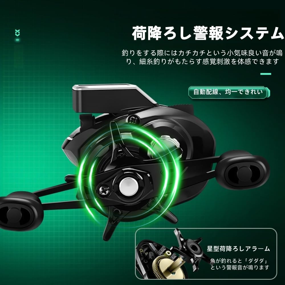 Electric Bait Fishing Reel, Gear Ratio Digital Fishing Reel, USB and Solar Powered, Accurate Line Counter, Bite Alarm Function, 10 Speed 7:3 Gear Ratio, Strong Magnetic Brake, Super Lug Power