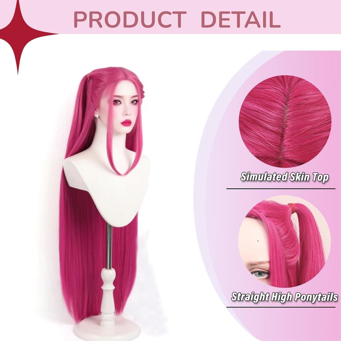 Kids Anime Demon Rumi Cosplay Wig Long Purple Plaid for Mira/Zoe Costumes Heat Resistant Halloween Cosplay Accessories (Purple - Rumi) (Pink-Mira)