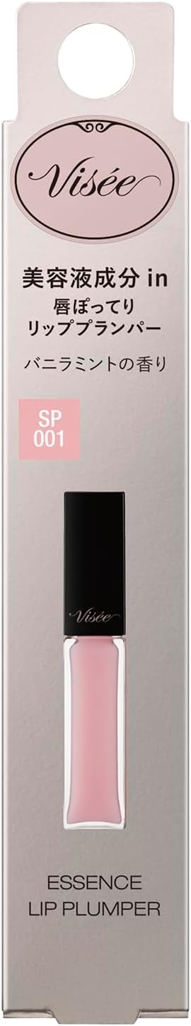 Visee Essence Lip Plumper, SP001, Sheer Pink, Lip Gloss, Lustrous Feel, Plump Volume, Moisturizing, Warm, 2.2 fl oz (5.5 ml)