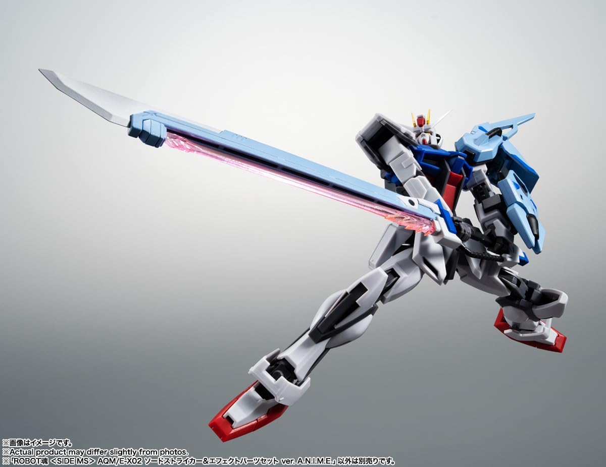 TAMASHII NATIONS Robot Spirits Mobile Suit Gundam SEED AQM/E-X02 Sword Striker & Effect Parts Set Version A.N.I.M.E. Approx. 6.5 inches (165 mm), ABS & PVC Pre-painted Action Figure