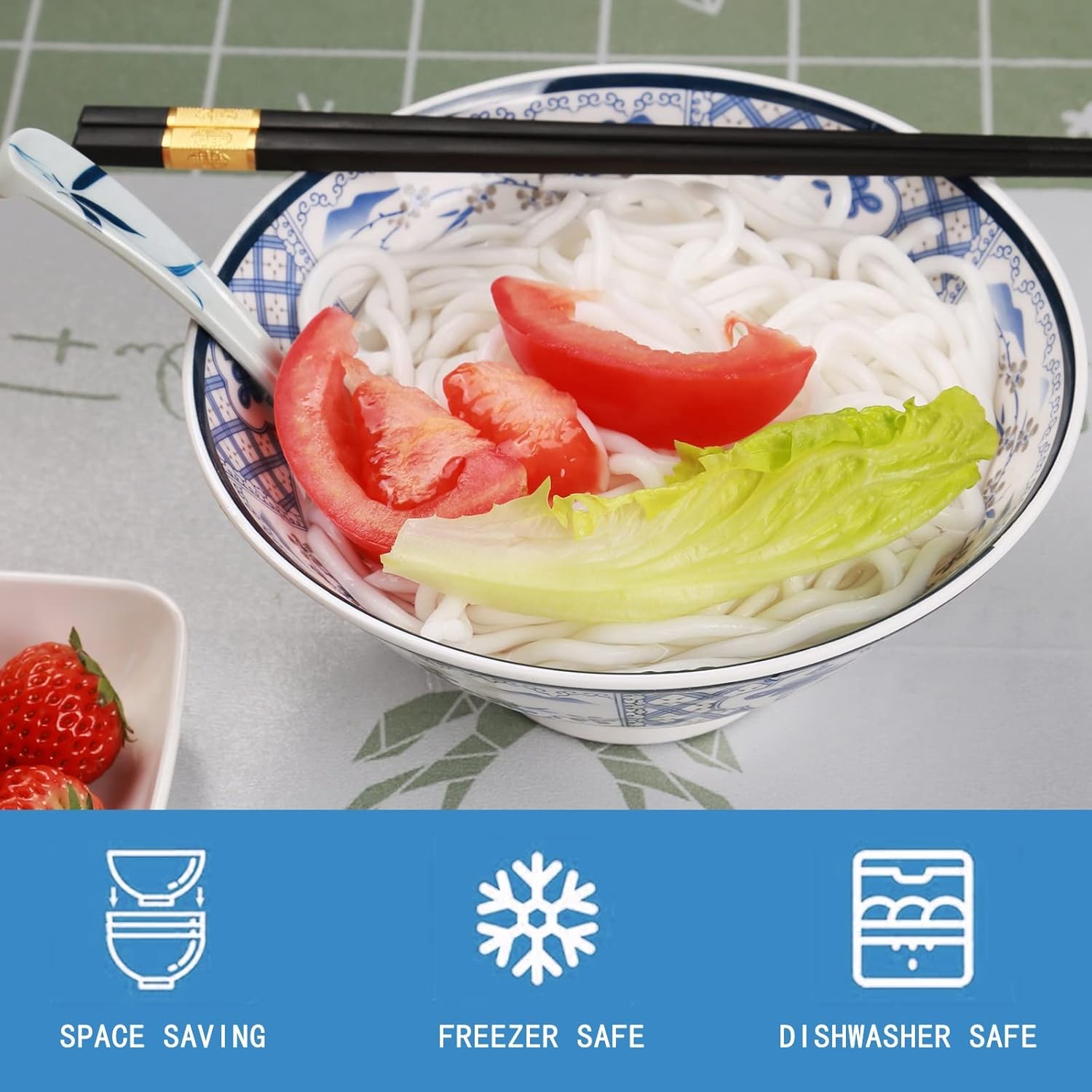 Japanese Ramen Bowl, Instant Ramen Bowl, For Udon, Buckwheat, Fo, Noodles, Breakfast, Melamine Material, Soup Bowl, Melamine Ramen Bowl, Plastic Ramen Bowl, Soup Bowl (Color: A-3 sets/White, Size: 8 inches)