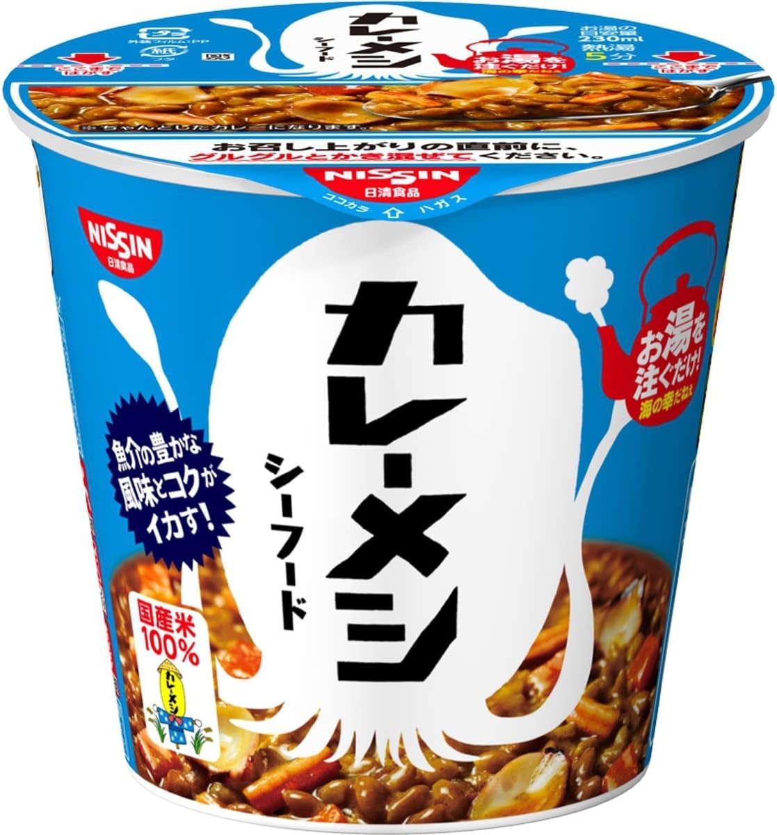 Curry Messi Seafood, Nissin Foods Instant Rice, 3.9 oz (104 g) x 6 Packs