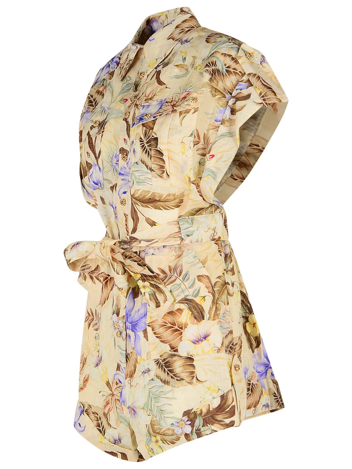 Zimmermann Zimmermann 'Coco'マルチフローラルとベージュリネンのワンピースジャンプスーツ - Image 6