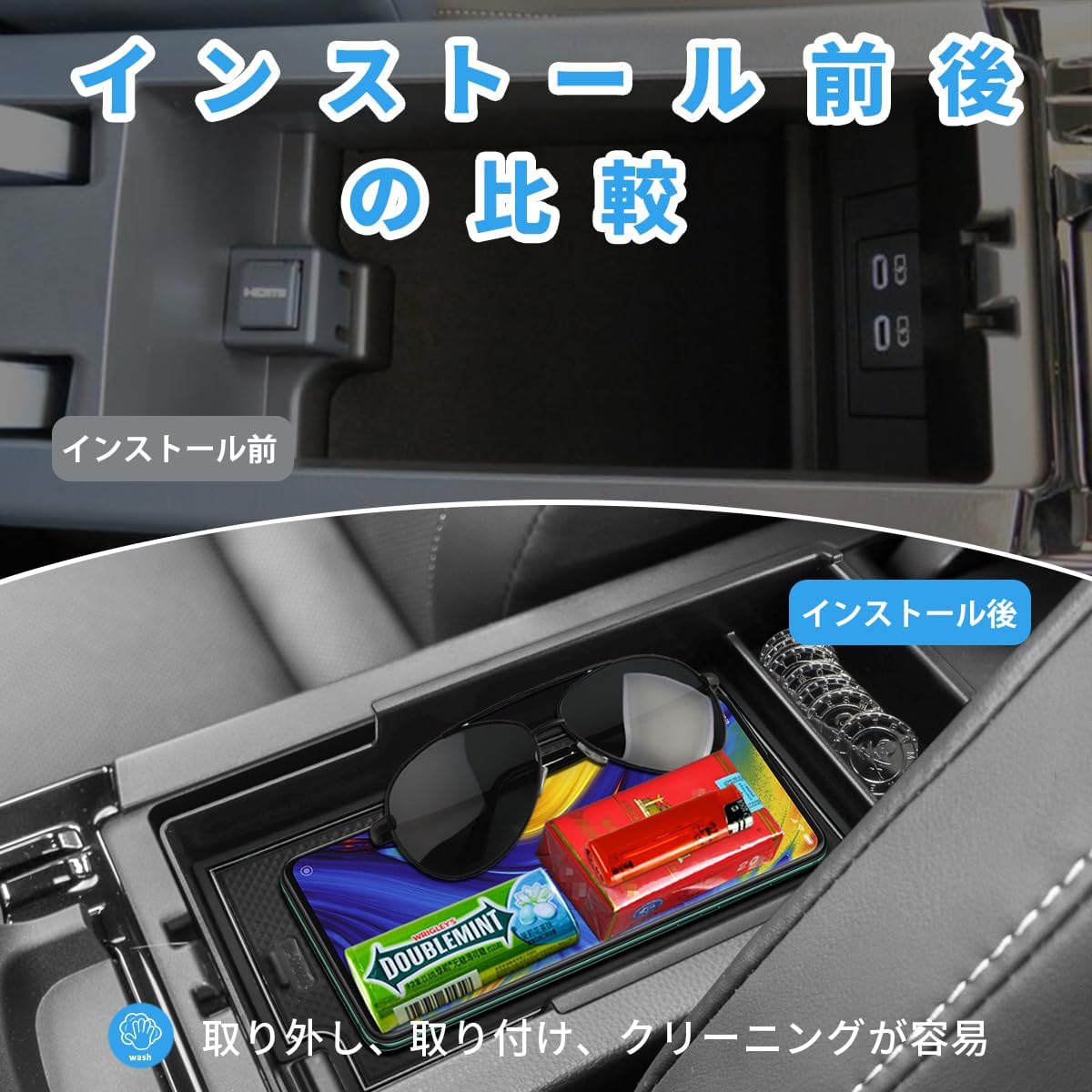Auovo Toyota Prius 60 Series/65 Series Console Tray Center Console (MXWH60-AHXHB/MXWH65-AHXHB 2023.1~ Prius PHEV 3rd Generation 2023.3~) ABS Material Charging USB Function Interior Parts Red Black