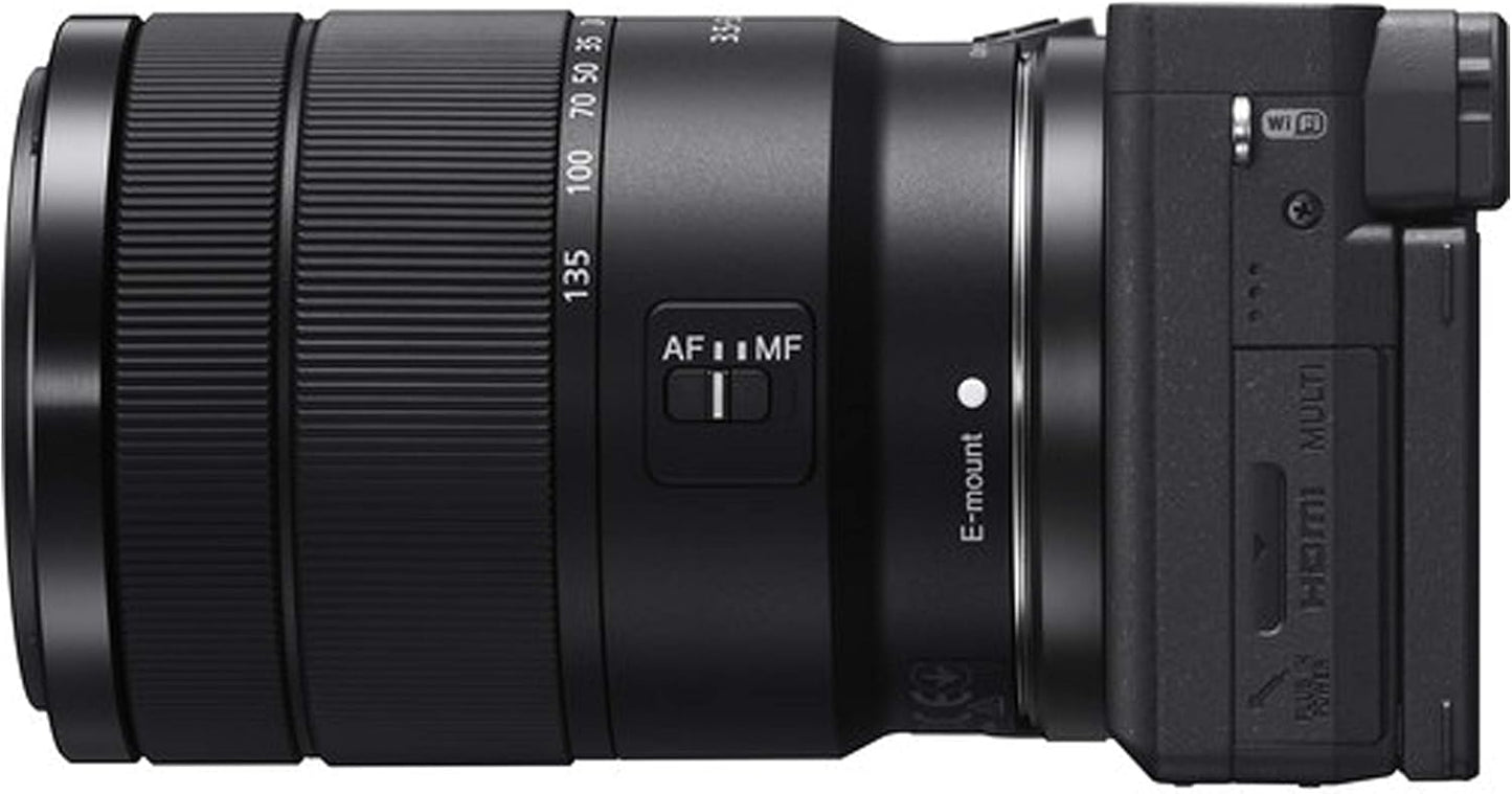 カーディナルカメラ-Sony Sony Alpha a6400 ミラーレスカメラ 18-135mmと55-210mmレンズビデオバンドル+LEDビデオライト+マイク+極速度64GBメモリ(21個セット)、ILCE-6400M/B