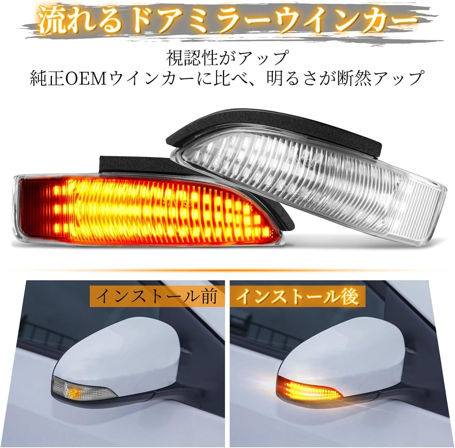 POPMOTORZ Toyota Sequential Aqua 10 Series, Corolla 160 Series, Camry Hybrid 50 Series, Porte 140 Series, Vitz 130 Series, Premio 260 Series, Side Mirror Turn Signal, Vehicle Inspection Prepared,