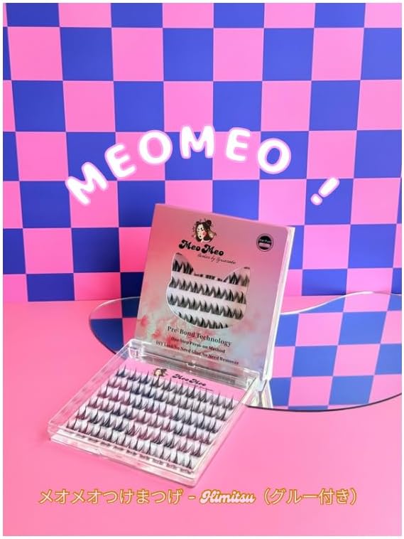 Meomeo Himitsu False Eyelashes | 60 Bundles | With Glue | For Events, Photography, Dark Makeup