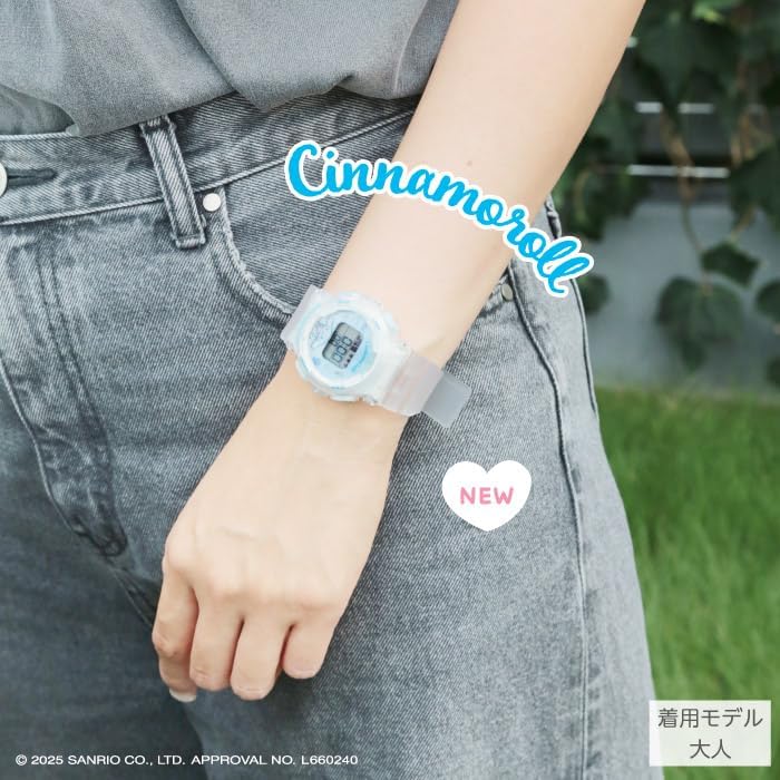 Sunflame CR3C0003-CNC Wristwatch, J-Axis Sanrio Cinnamorol, Digital Watch, Backlight, Alarm Function, For Girls, Clear