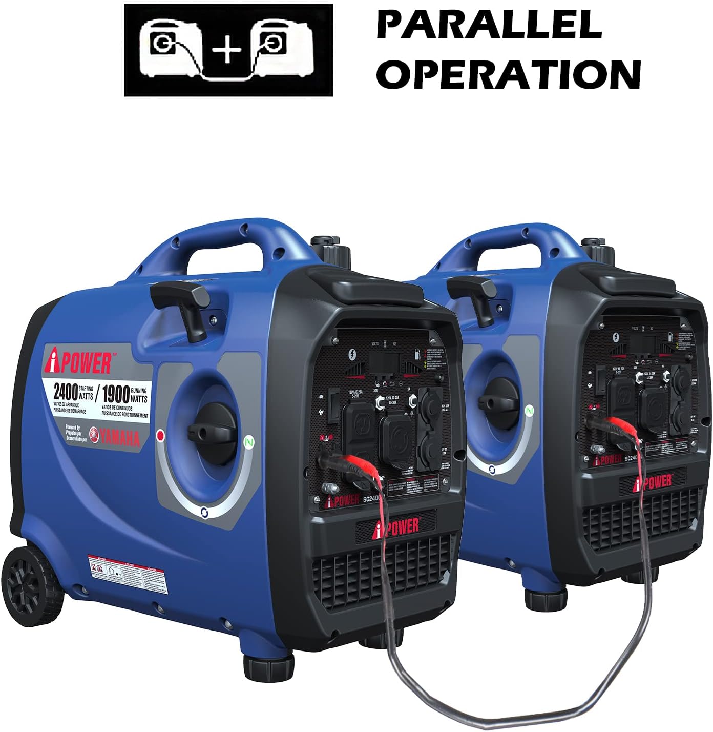 A-iPower Portable Inverter Generator 2400W Ultra Quiet Yamaha Engine Powered RV Compatible EPA & CARB Compliant Ultra Light Backup Home Tailgate Camping (SC2400iP)