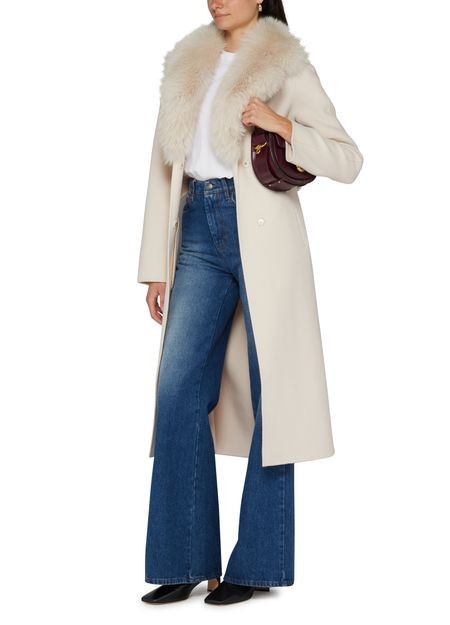 YVES SALOMON フォックスラペルカラー カシミアウール ベルト付きコート - Image 6