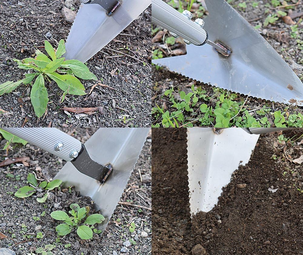 Senkichi Stainless Steel Head Multi-purpose Weeding Hoe, Aluminum Handle, Three-sided, Handle Length 47.2 inches (1,200 mm), Blade Length 9.1 inches (230 mm), Lightweight 24.7 oz (700 g), Ridging