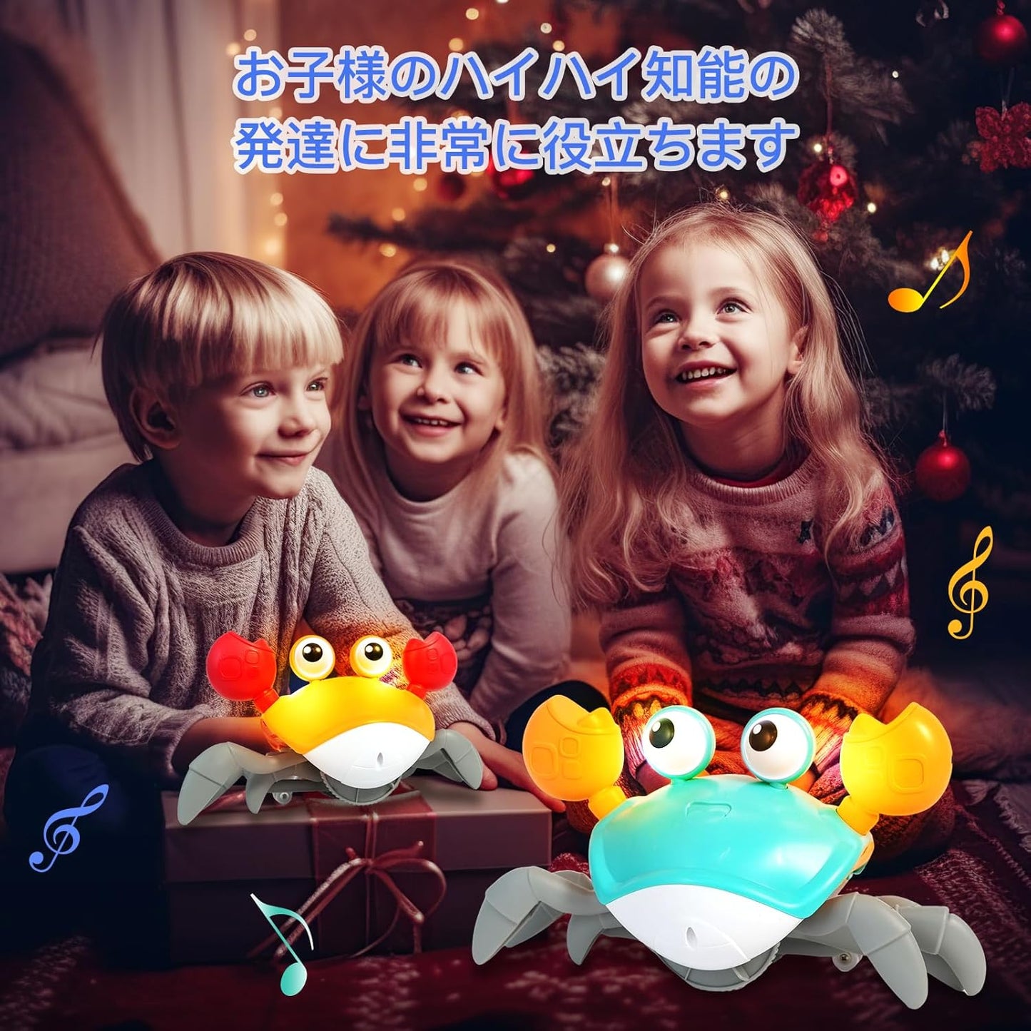 Crawling Crab Toy for Kids with Music, Electronic Light Up Crawling Toy, Automatically Avoiding Obstacles, Moving Toys for Kids, Boys and Girls