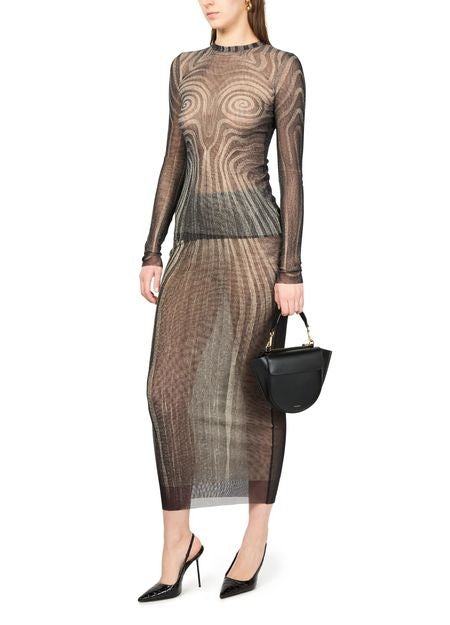 JEAN PAUL GAULTIER Spiral printed mesh long sleeves top - Image 6