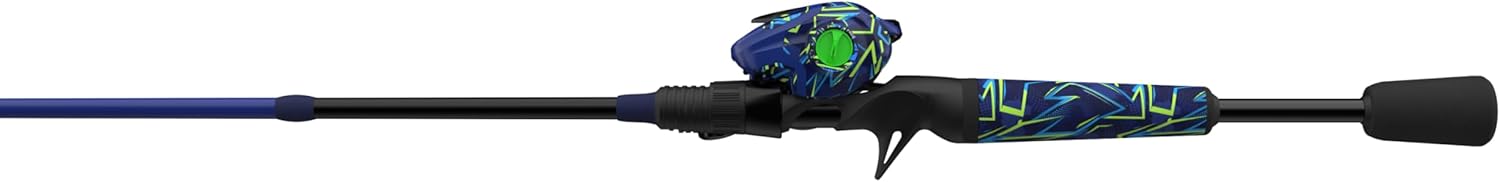 Zebco Roam ベイトキャストリールと釣り竿コンボ 6フィート 6インチ 2ピース グラスファイバーロッド スプリットグリップ付き MaxTacロッドハンドル 軽量グラファイトフレーム