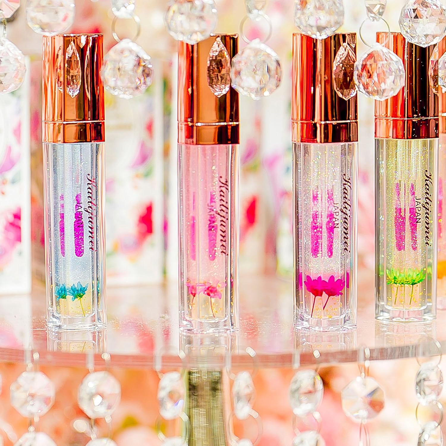 Kailijumei Lip Gloss, Liquid Beauty Product, Contains Flowers, Transparent, Authentic Japanese Product, Cute, Makes a Great Gift, For Use at Night safety pink