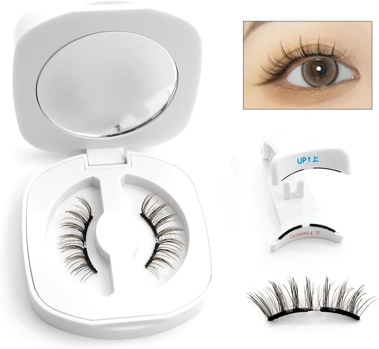 Lashdiol Magnetic False Eyelashes, 5th Generation Magnetic False Eyelashes, Natural Finish, No Glue & Cleansing Necessary, Reusable, Easy to Apply, Lightweight, Soft Band Design (MagneticLash05)