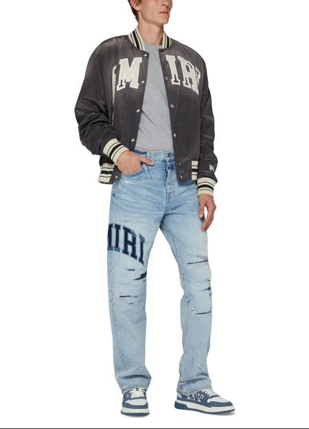 AMIRI バーシティ ロゴ入り リペア ストレートジーンズ - Image 6