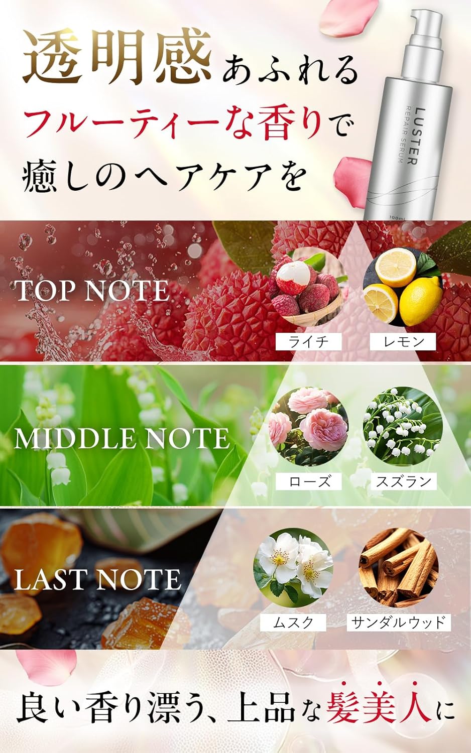 Luster Repair Serum, Hair Milk Treatment, Non-Washing, Keratin, Emulsion Hair Milk, Hair Pack, Damage Care, Hair Mask, Unpleasant Treatment, Large Capacity, 3.4 fl oz (100 ml)