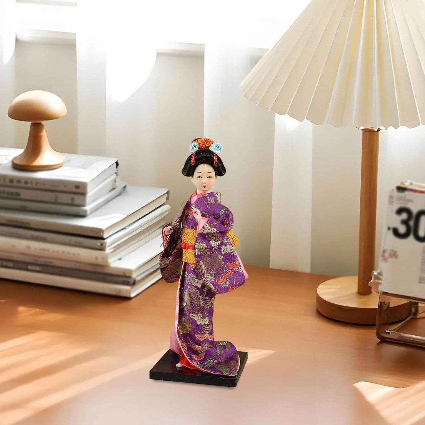 Perfk Japanese Geisha Kimono Doll, 9 Inch Elegant Traditional Collectors Traditional Craft for Table Cabinet Shelf Office Decoration, Style E