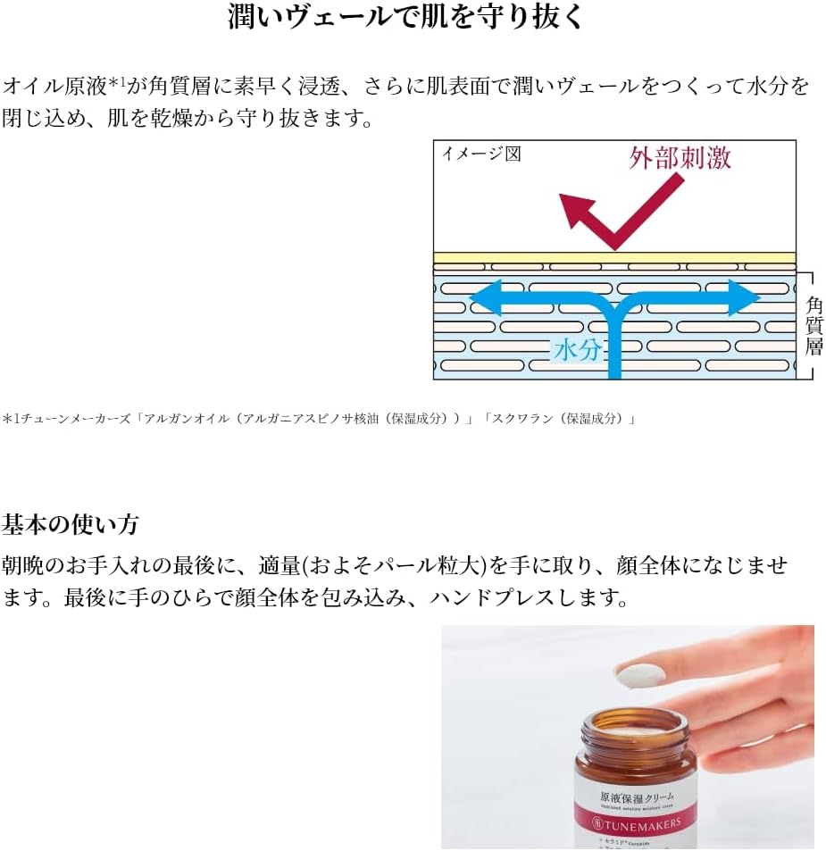 TUNEMAKERS 1.8 oz (50 g) Facial Moisturizing Cream, 1.8 oz (50 g), Ceramide Cream, Argan Oil, Hyaluronic Acid, Dry Skin, Sensitive Skin