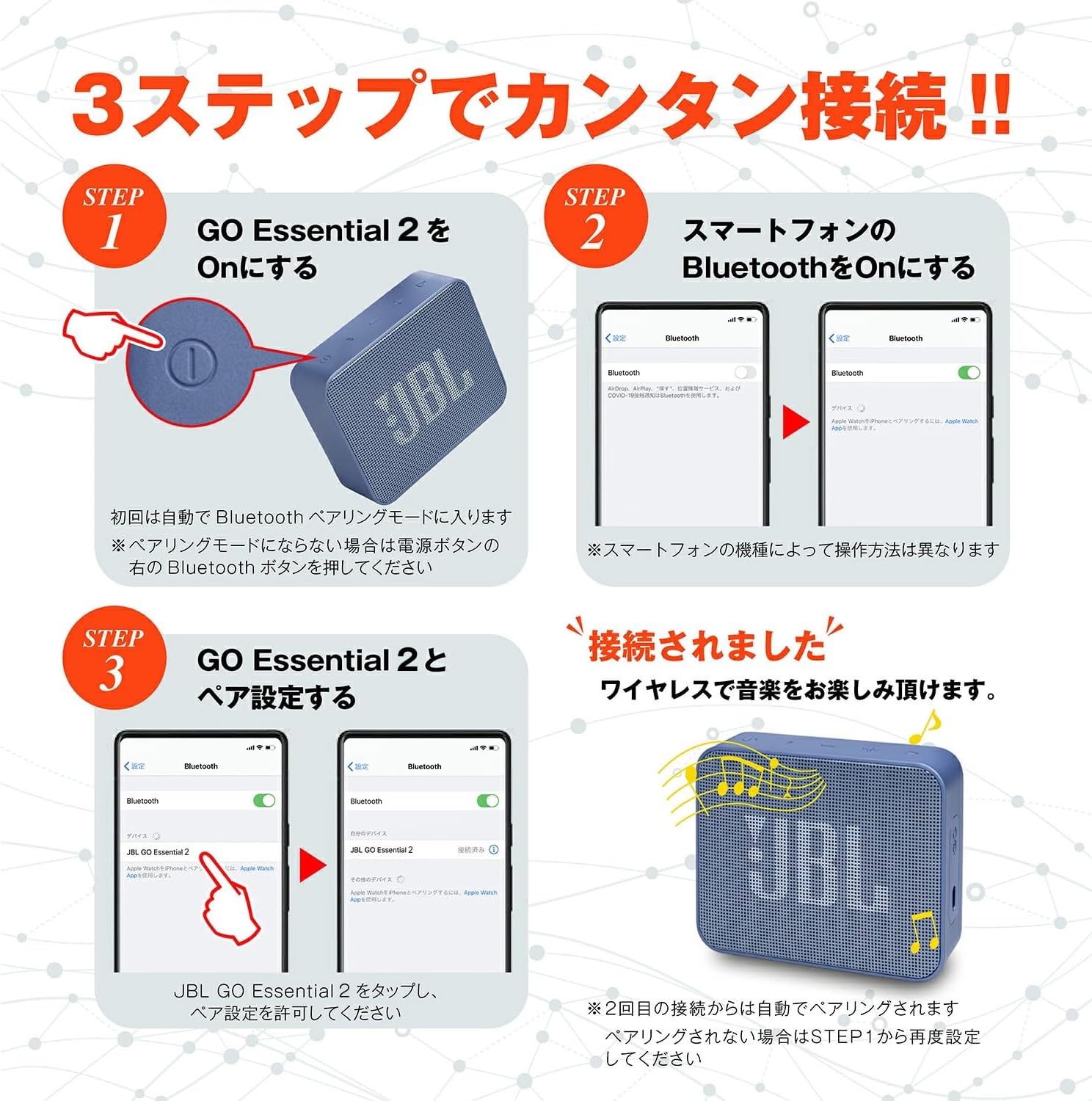 JBL GO Essential 2 [VGP 2026 Gold Award] Portable Speaker Wireless Compact IP67 Waterproof Dustproof USB Type-C Bath (Blue)