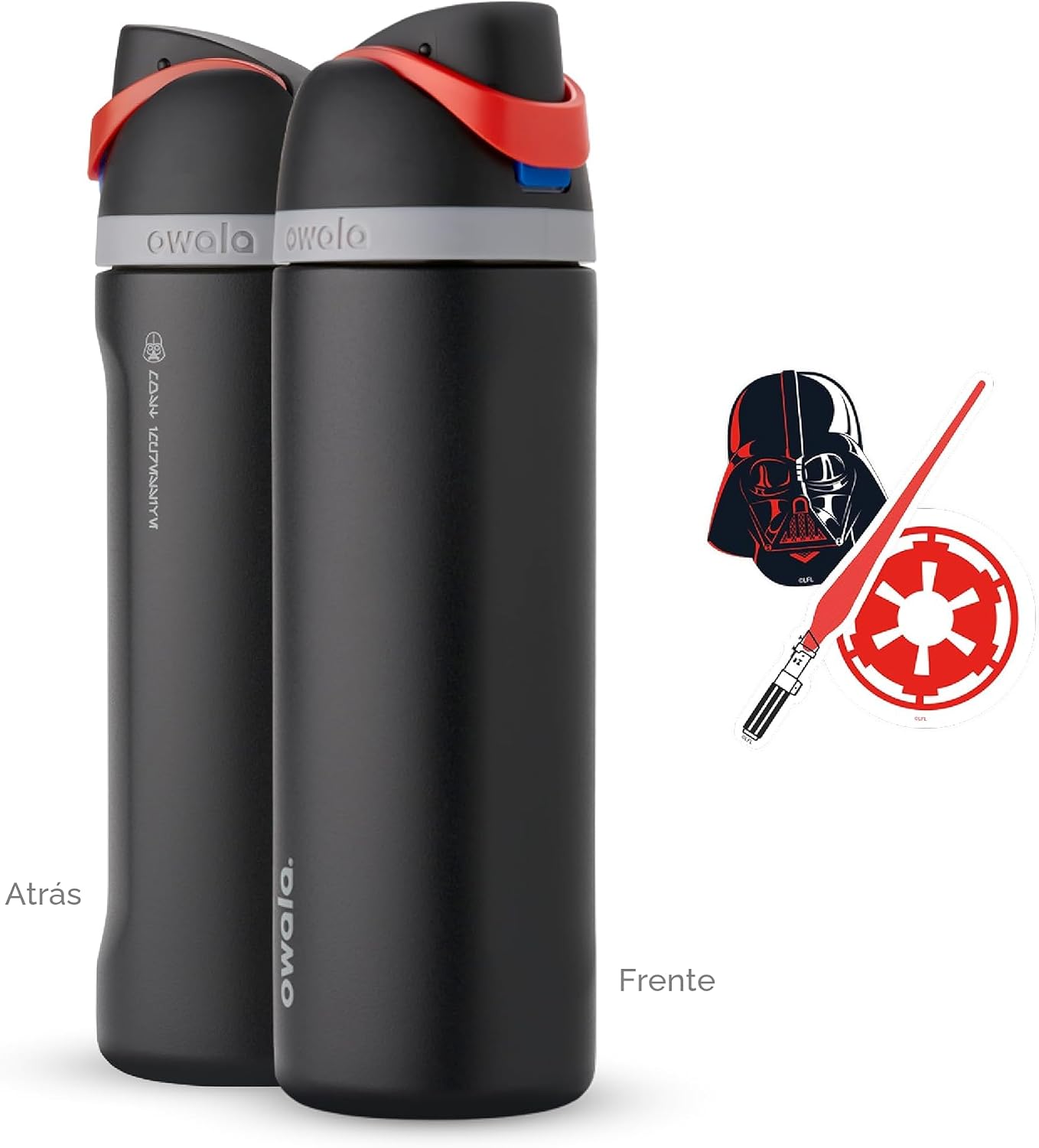 Owala Star Wars FreeSip - Botella de agua aislada de acero inoxidable con popote para deportes y viajes, sin BPA, 24 onzas, Darth Vader