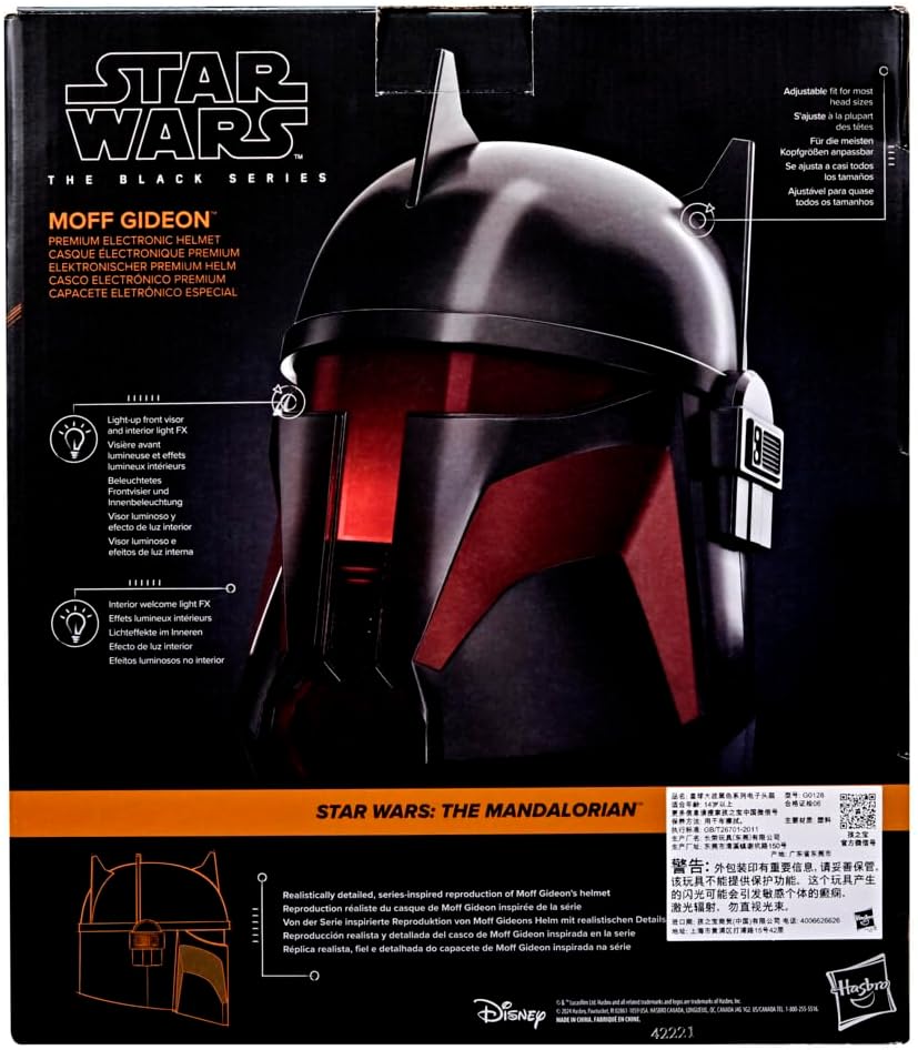 Hasbro G0128 Star Wars Black Series Moff Gideon Premium Electronic Helmet, Advanced LED Effect, Role Play Item, Ages 14 and Up