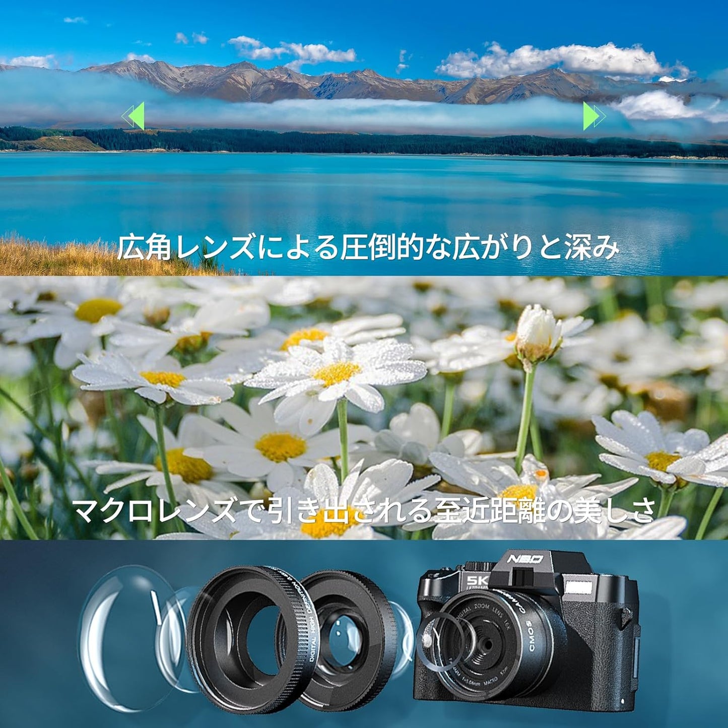 NBD 5K 48MP Digital Camera [Wi-Fi and App Control] 16x Zoom SLR Camera 180° Flip Screen | Auto Focus & Image Stabilization | Macro + Wide Angle Lens & Webcam Function (Graphite)