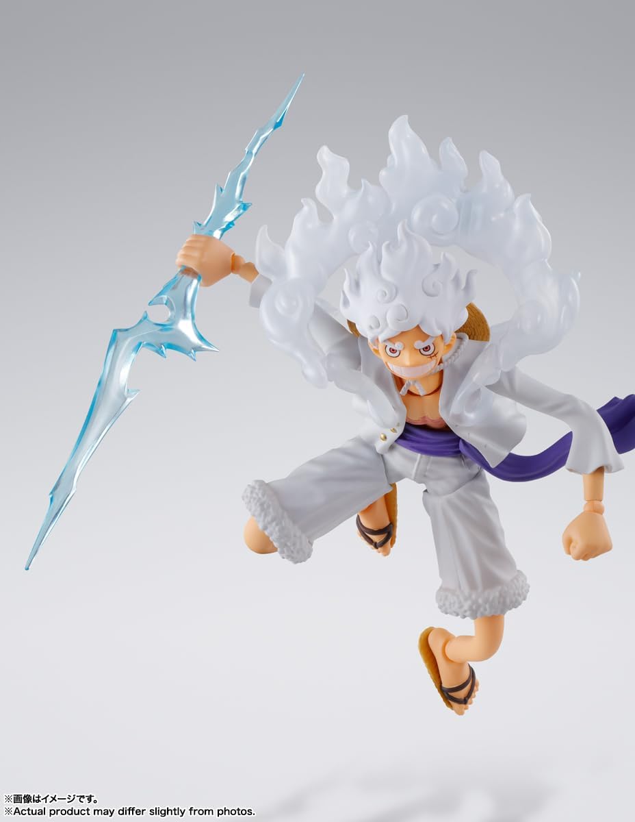 S.H. Figuarts One Piece Monkey D. Luffy Gear 5 - Approx. 6.1 inches (155 mm), PVC & ABS Pre-painted Action Figure