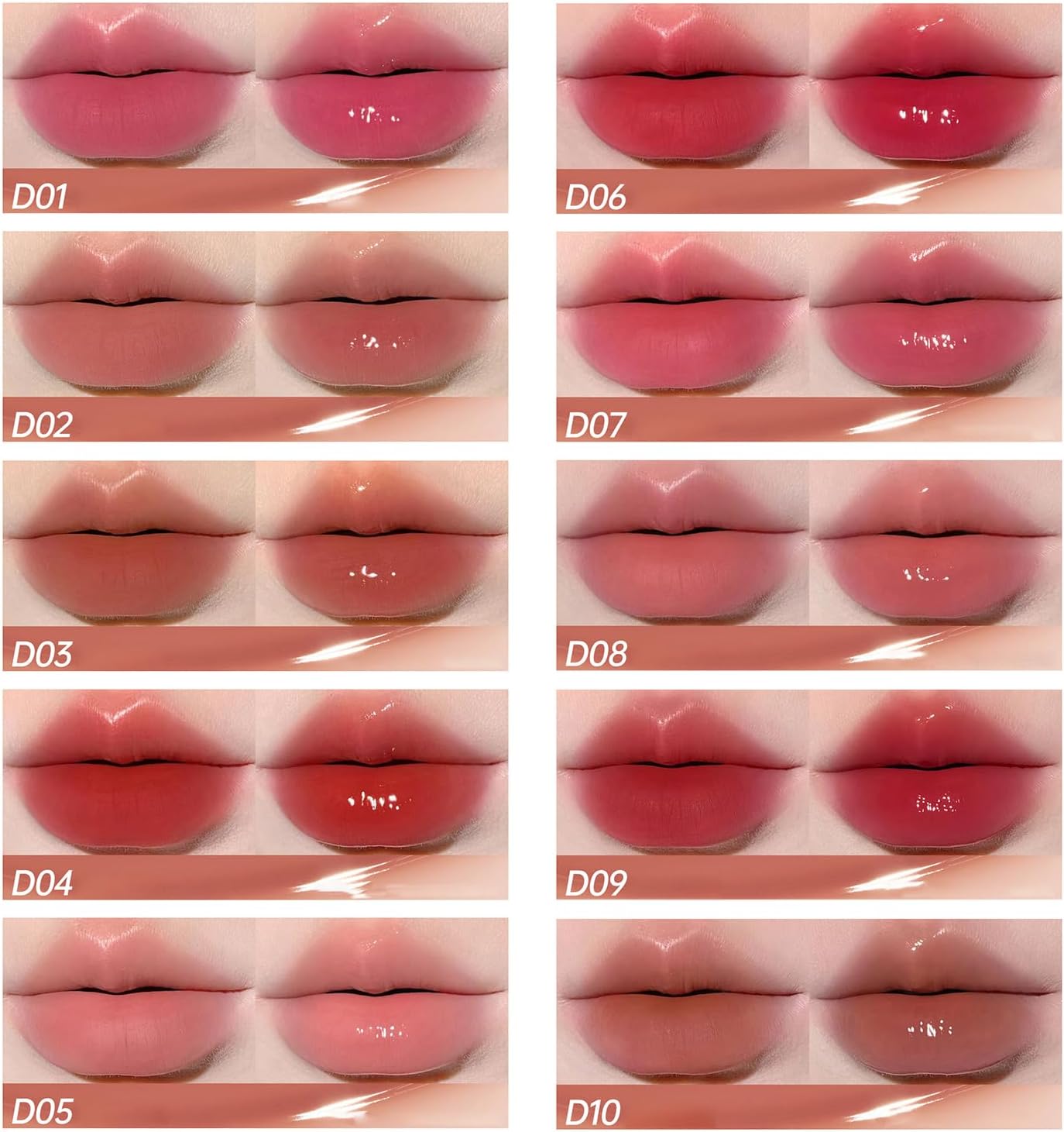 Mooekiss Double Ended Lip Gloss 2 in 1 Matte Lip & Transparent Essence Mirror Finish Softens & Discreetly Dried Crackles Won't Stick to Mask, Long Lasting & Brightens Whiteness & Purity Lip Makeup