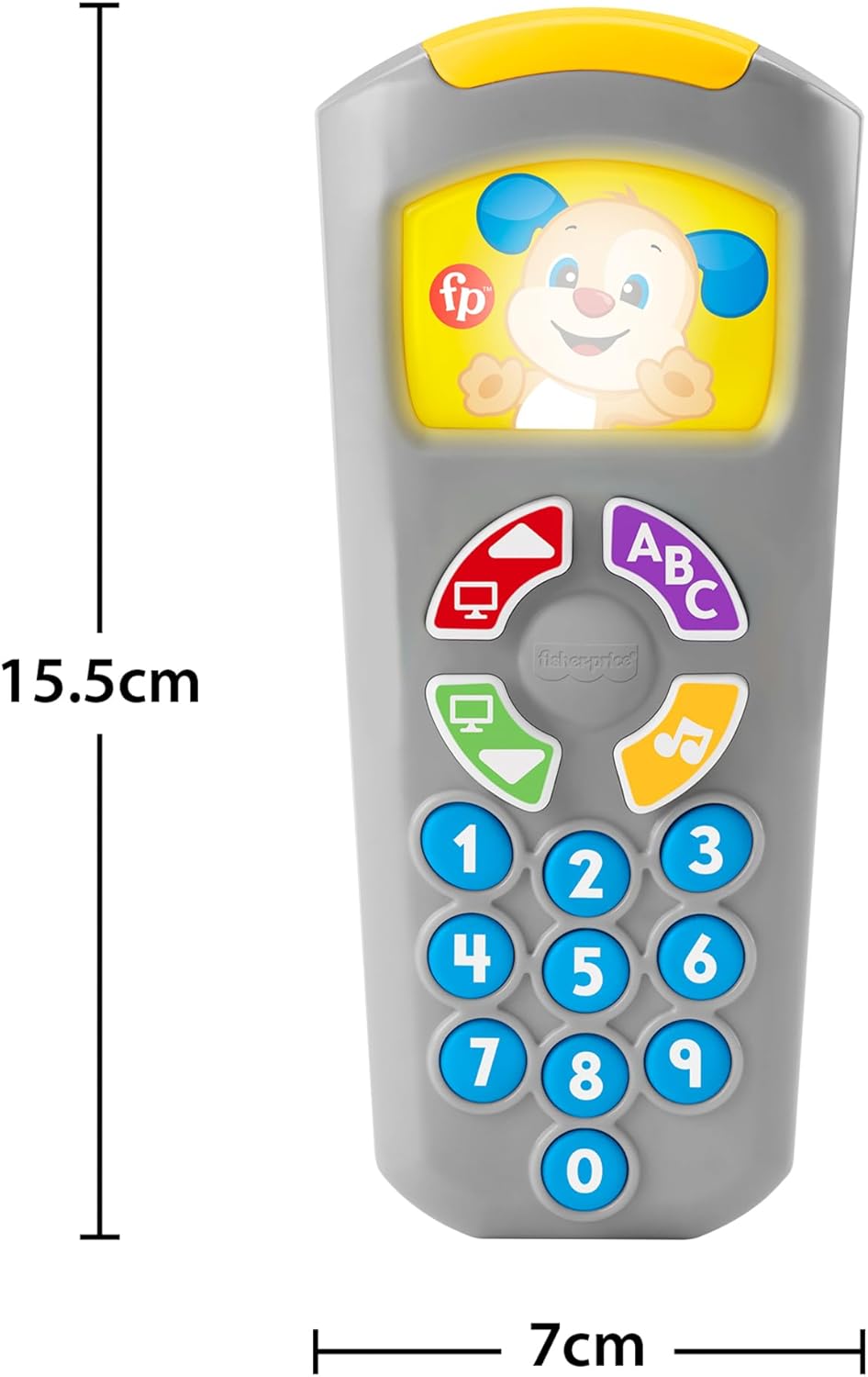 Fisher Price Puppy Bilingual Remote Control Baby Toddler Toy Educational Learning Toy Early Development Activity Toy English Foreign Language 6 Months and Up Gray JNH88