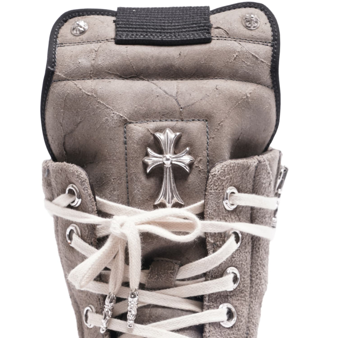 CHROME HEARTS X RICK OWENS 'GREY' SUEDE GEOBASKET SNEAKERS