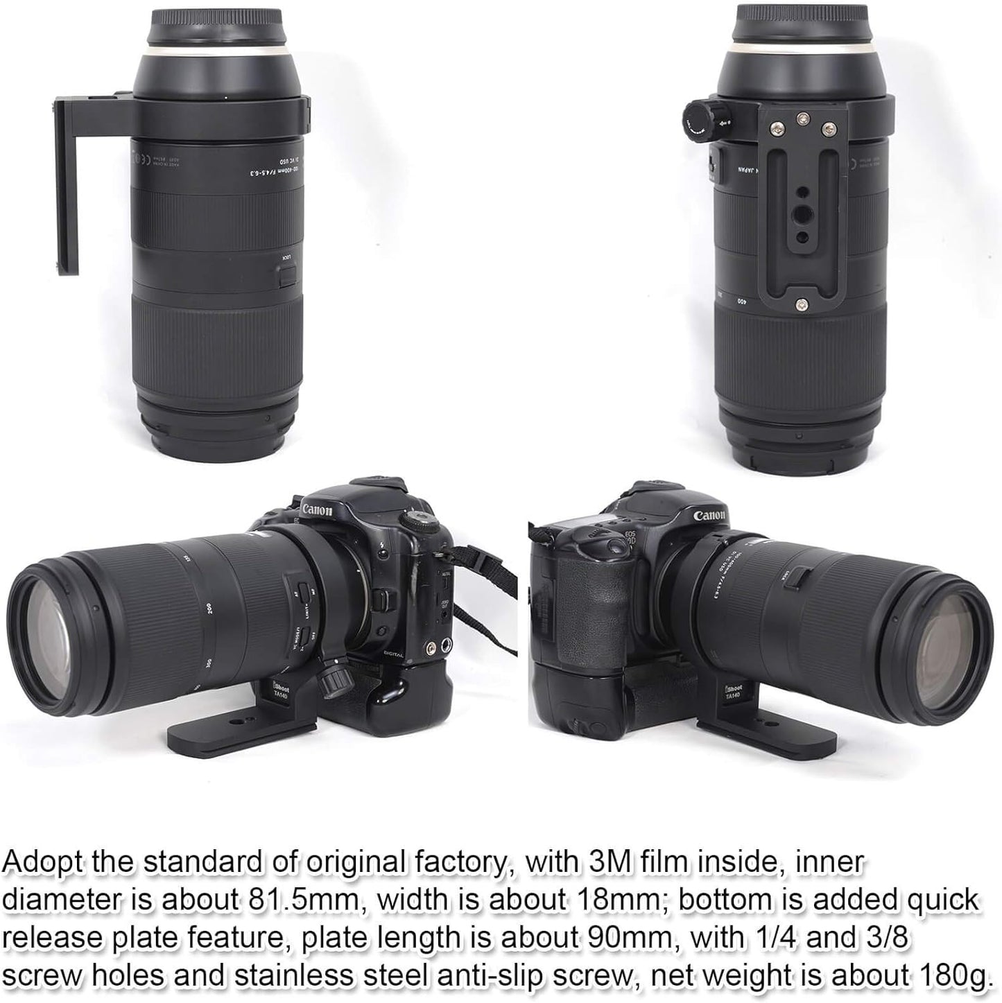 iShoot Metal Ring Tripod, Lens Support, Tripod Mount Ring for Tamron 100-400mm F/4.5-6.3 Di VC USD Telephoto Lens Model A035 (for Canon AFA035C-700, Nikon AFA035N-700), Bottom is Quick Release Plate