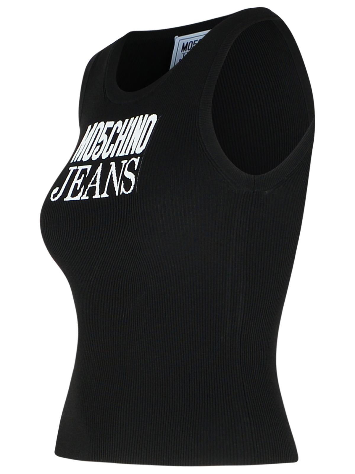 Moschino モスキーノジーンズブラックビスコースブレンドタンクトップ - Image 6