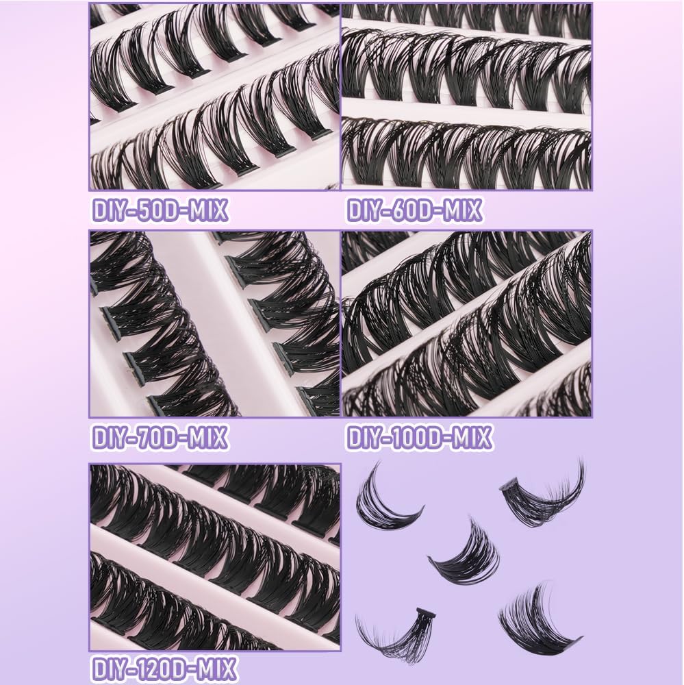 False Eyelashes, Partial False Eyelashes, Bulk Feel, Natural, Large Capacity, Handmade, For Stage Use, Daily Makeup (DIY-50D-MIX)