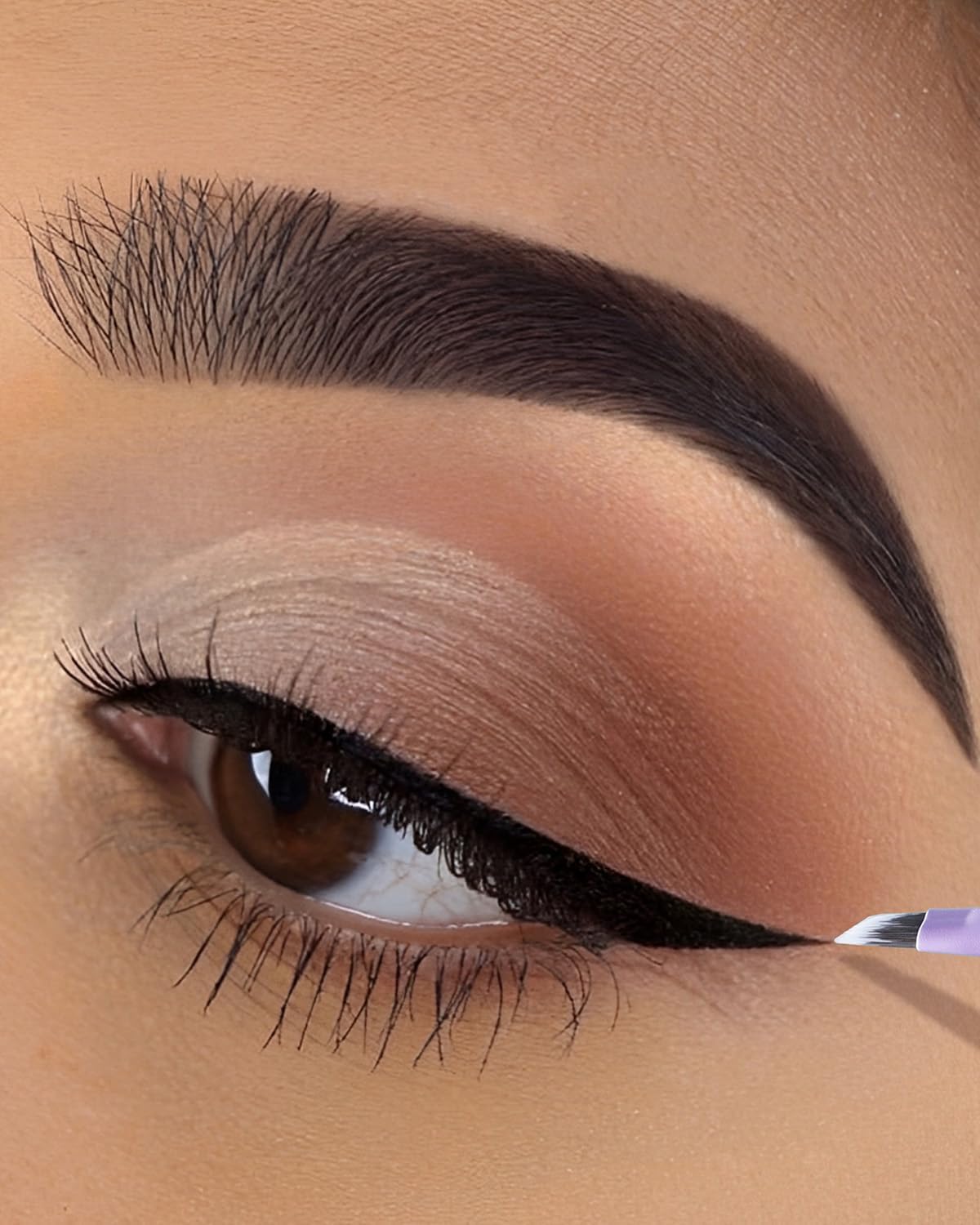 EIGSHOW Eyeliner Brush, Silver Ion, Extra Fine Makeup Brush, Makeup Brush, Eyebrows, High Quality Fiber Bristle, Soft, Easy to Draw, Wooden Pattern Purple (E835MP)