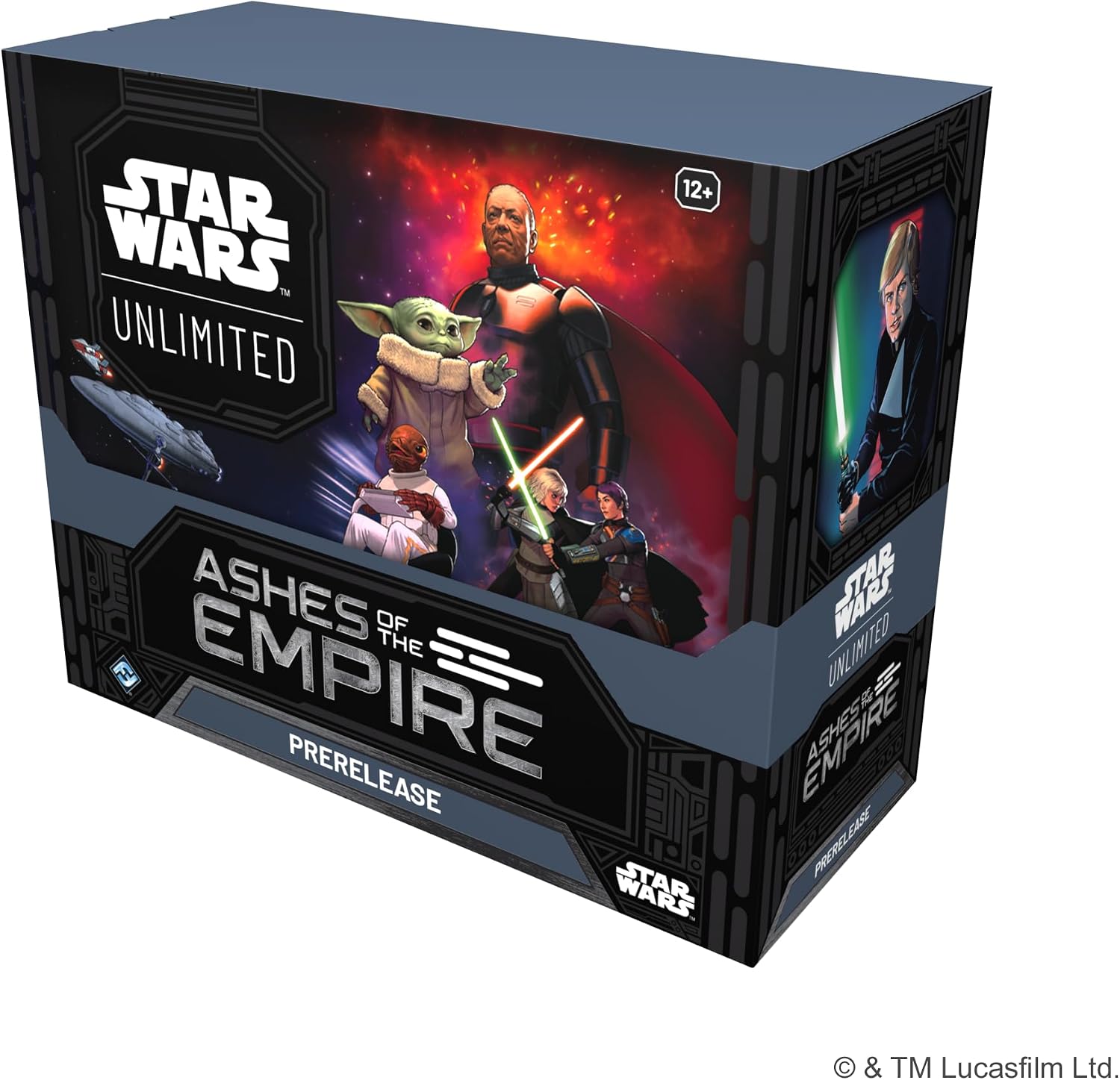 Star Wars: Caja de presentación ilimitada de Ashes of the Empire - 6 paquetes de refuerzo, tarjetas promocionales exclusivas, kit de torneo TCG Battle of Endor, caja de mazo de lujo, accesorios, a