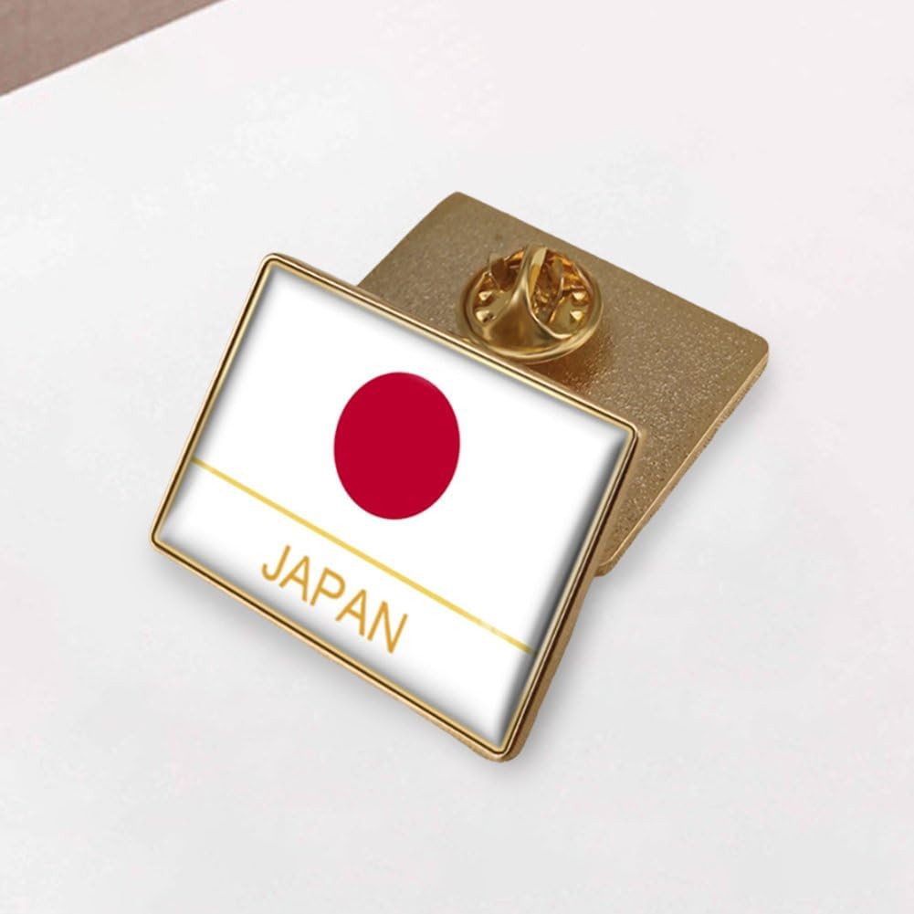Hifeoos Japanese Flag Brooch Novelty Rectangle Japanese Flag Brooch Crystal Pin Lapel Pin Badge Metal Clothing Hat Bag Jewelry Accessories 32*23mm
