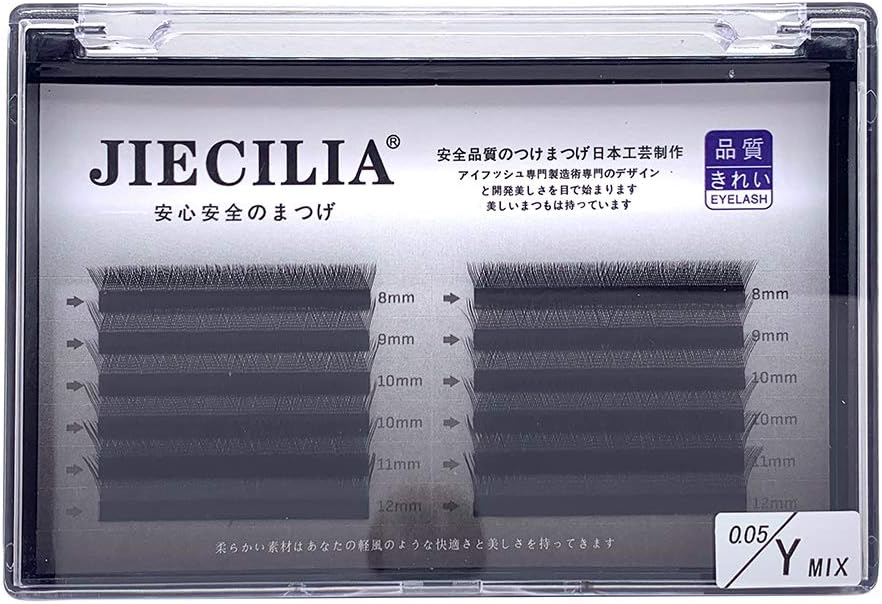 Eyelash EE-120 Eyelash Extensions Exclusive Fake Mink Lash Extensions Light Soft Eyelash Extensions Special Y Type 0.05 Curl C Length 8-12mm Mixed Black Black