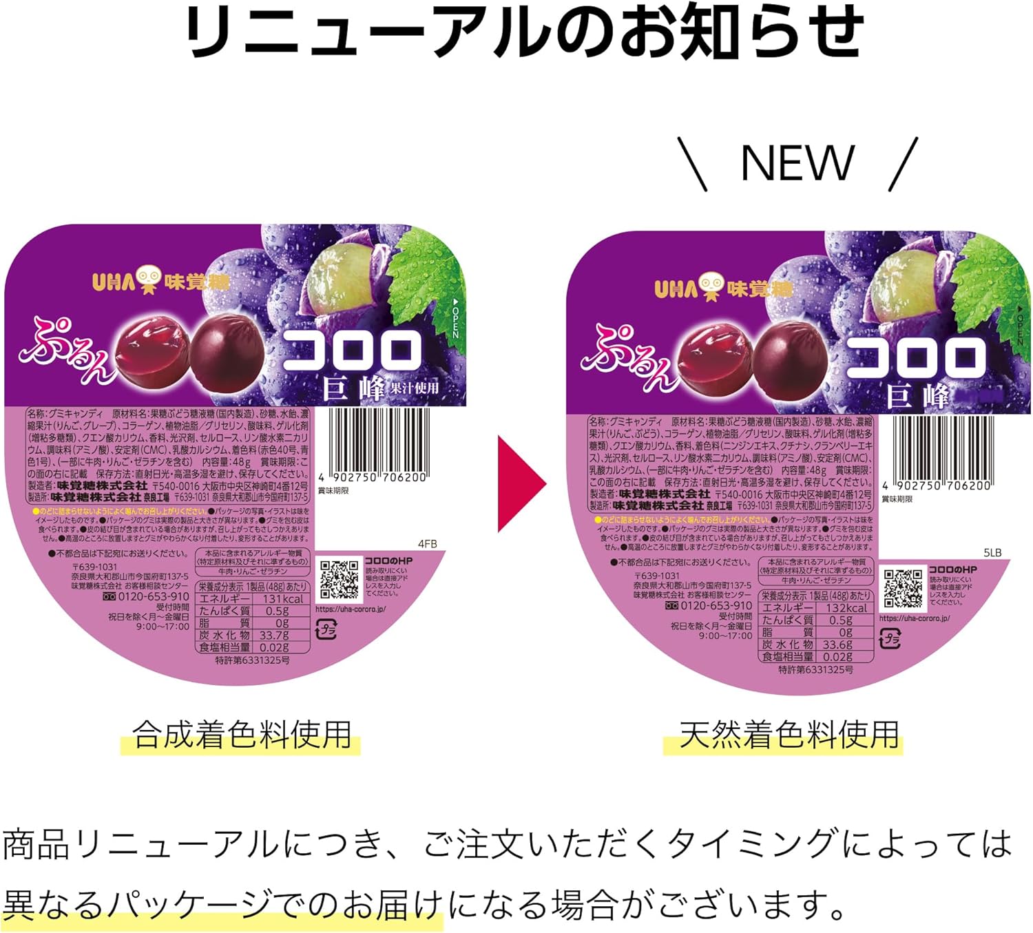 Mikakuto Koro Grape, 1.7 oz (48 g)