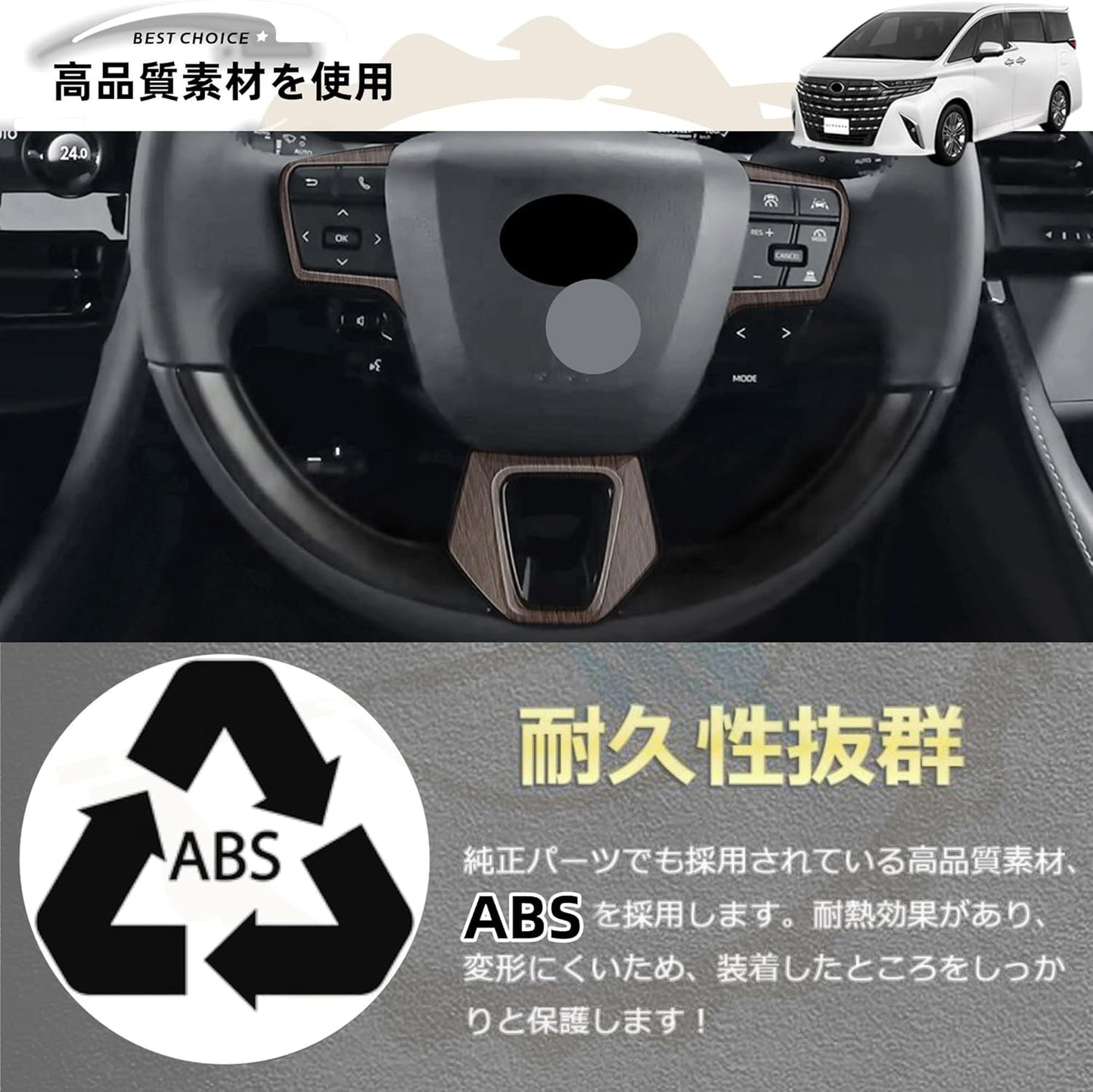 Dodox DIY New Alphard 40 Series Vellfire/Bellfire 40 Series Accessories Custom Parts Car Specific Goods Steering Wheel Switch Panel Cover Indoor Protection Garnish Supplies ABS Resin Wood Grain