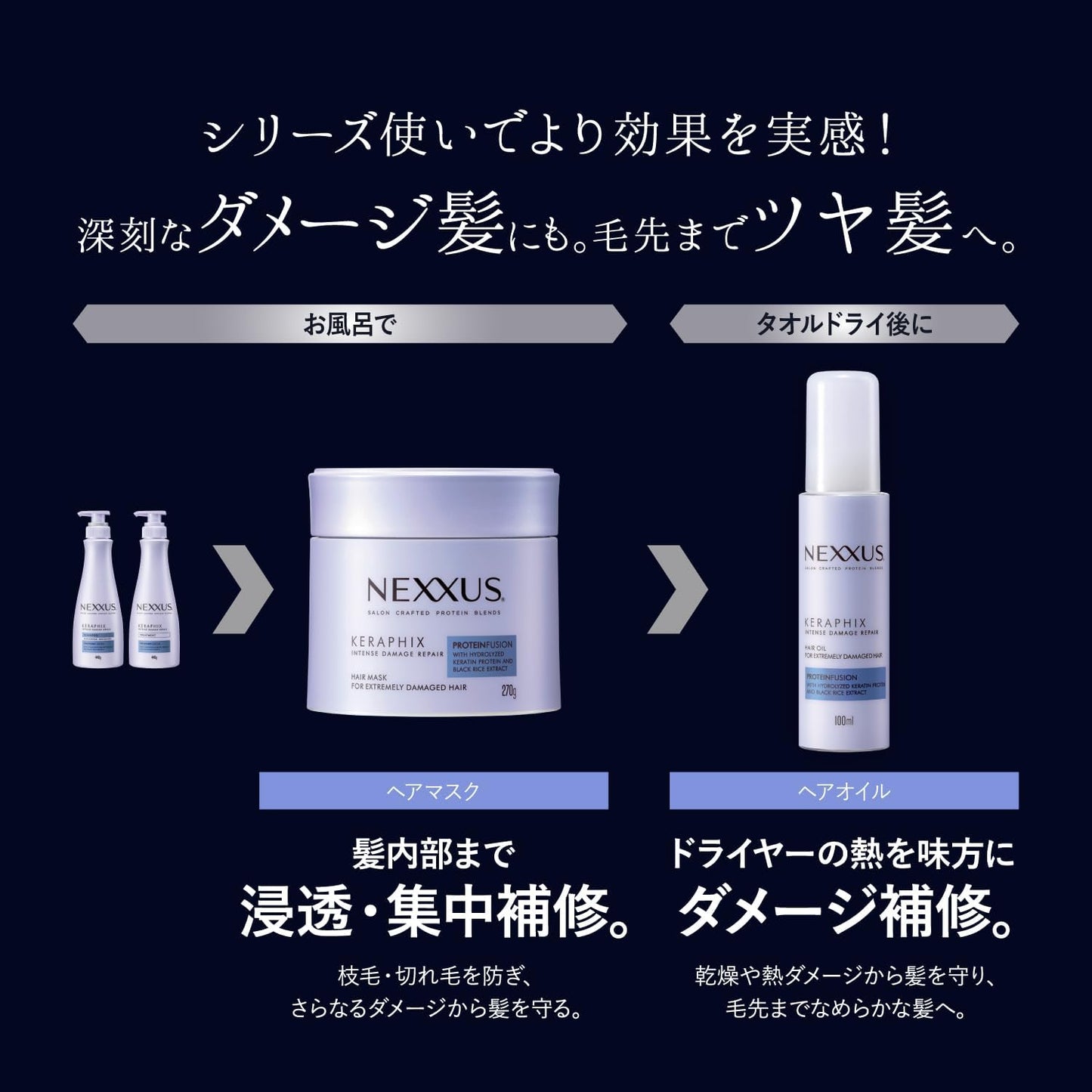 Nexxus NEXXUS Intense Damage Repair Hair Mask Treatment, Main Unit, 9.5 oz (270 g), Made in Japan