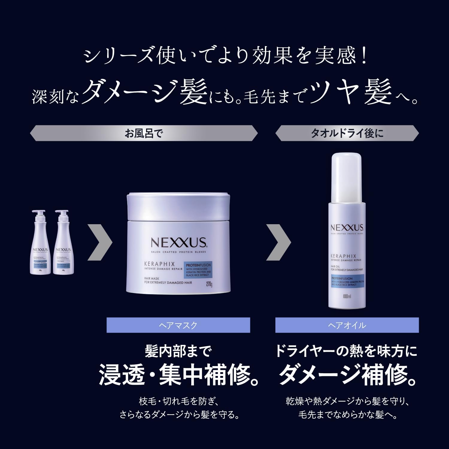 Nexxus NEXXUS Intense Damage Repair Hair Mask Treatment, Main Unit, 9.5 oz (270 g), Made in Japan