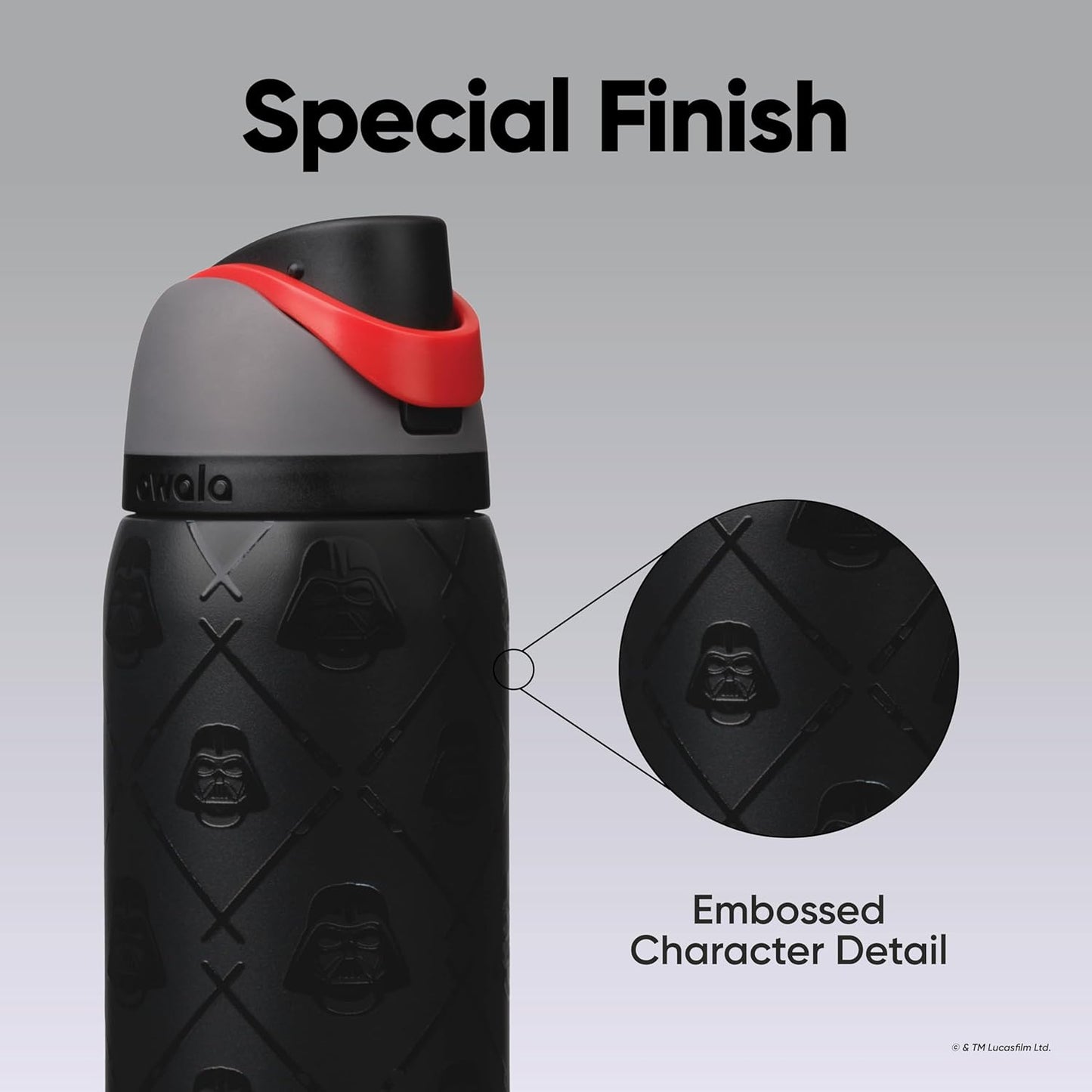Owala Star Wars FreeSip - Botella de agua aislada de acero inoxidable con popote para deportes, viajes y escuela, botella de agua deportiva sin BPA, 32 onzas, Darth Vader