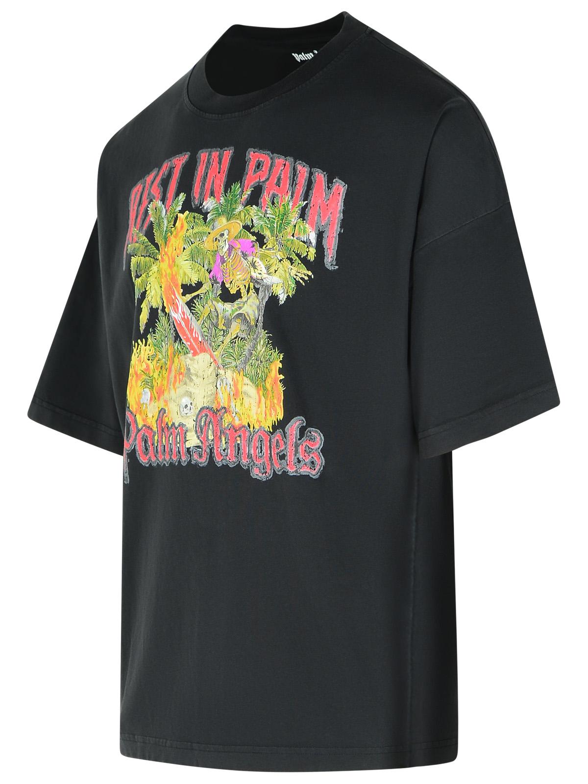 Palm パームエンジェルスのパームの中の休息 'ブラックコットンTシャツ - Image 6