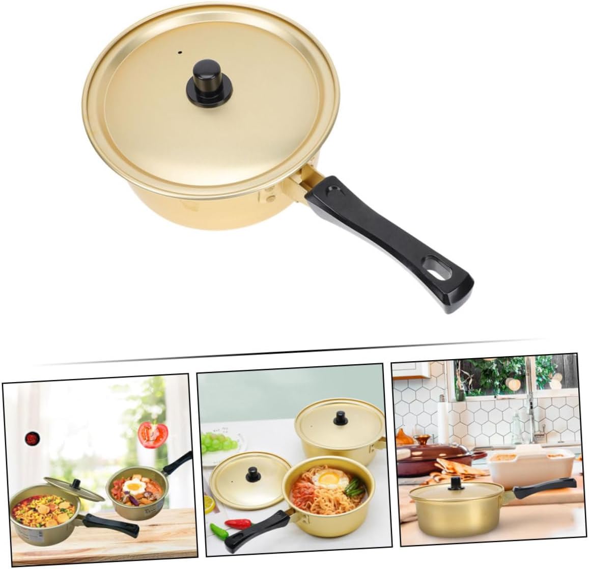 MERRYHAPY Ramen Pot Soup Bowl Stock Pot with Lid Salad Bowl Korean Stock Pot Udon Bowl Pour Saucepan Instant Ramen Pot Stew Pan Korean Cookware Japanese Rice Bowl Lid
