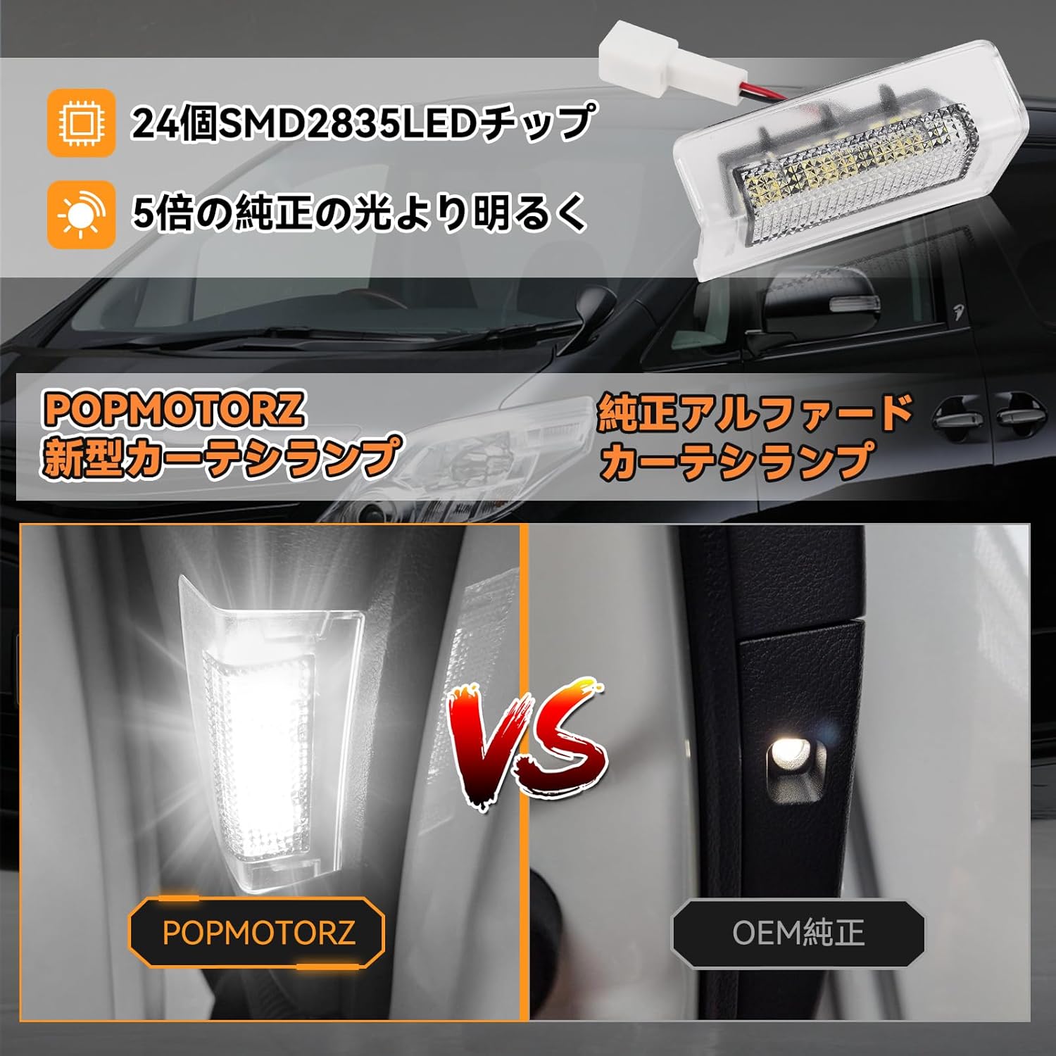 POPMOTORZ Toyota Alphard 40 Series Vellfire 40 Courtesy Lamp, 3 Row LED Sliding Door Spot Lamp, Door Welcome Light, 2nd Row for Rear Sliding Doors, Original Replacement, Coupler ON Design, Easy