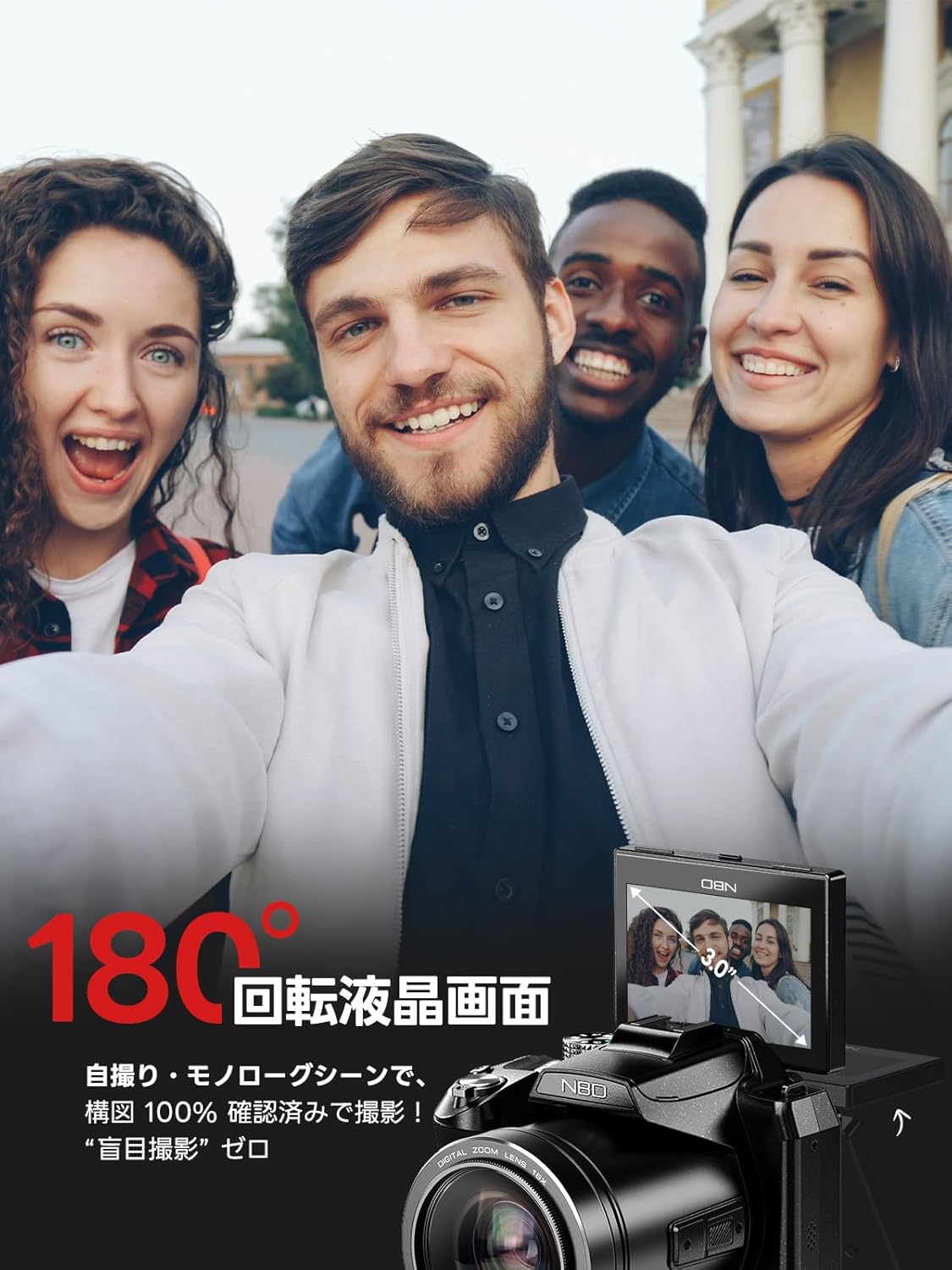 NBD 5K 64 Megapixel Digital Camera [Wi-Fi and App Control] 16x Zoom Digital Camera, Auto Focus, Image Stabilization | 180° Flip Screen & Webcam Function | 32GB Micro SD Card & 2 Batteries Included