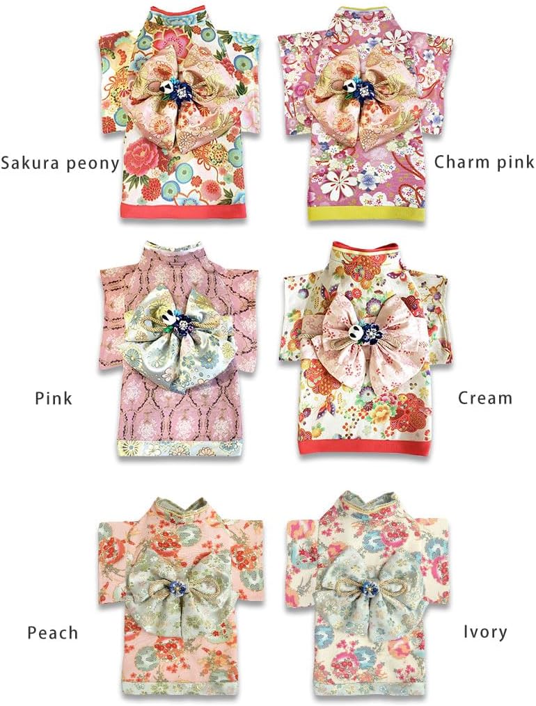 ONEKOSAMA OINUSAMA Dog Clothes Cat Cat Kimono Kimono Kimono Dog Wear Festival New Year Shichi-Go-San Small Dog Large Dog Small Large Size [Damask Pattern/Pink/XS]