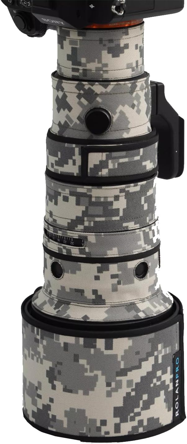 Rolanpro Lens Cover, Camouflage Coat for Sigma 500mm F/5.6 DG DN OS ROorts, Triple Layer Protection, dark black camo, Modern